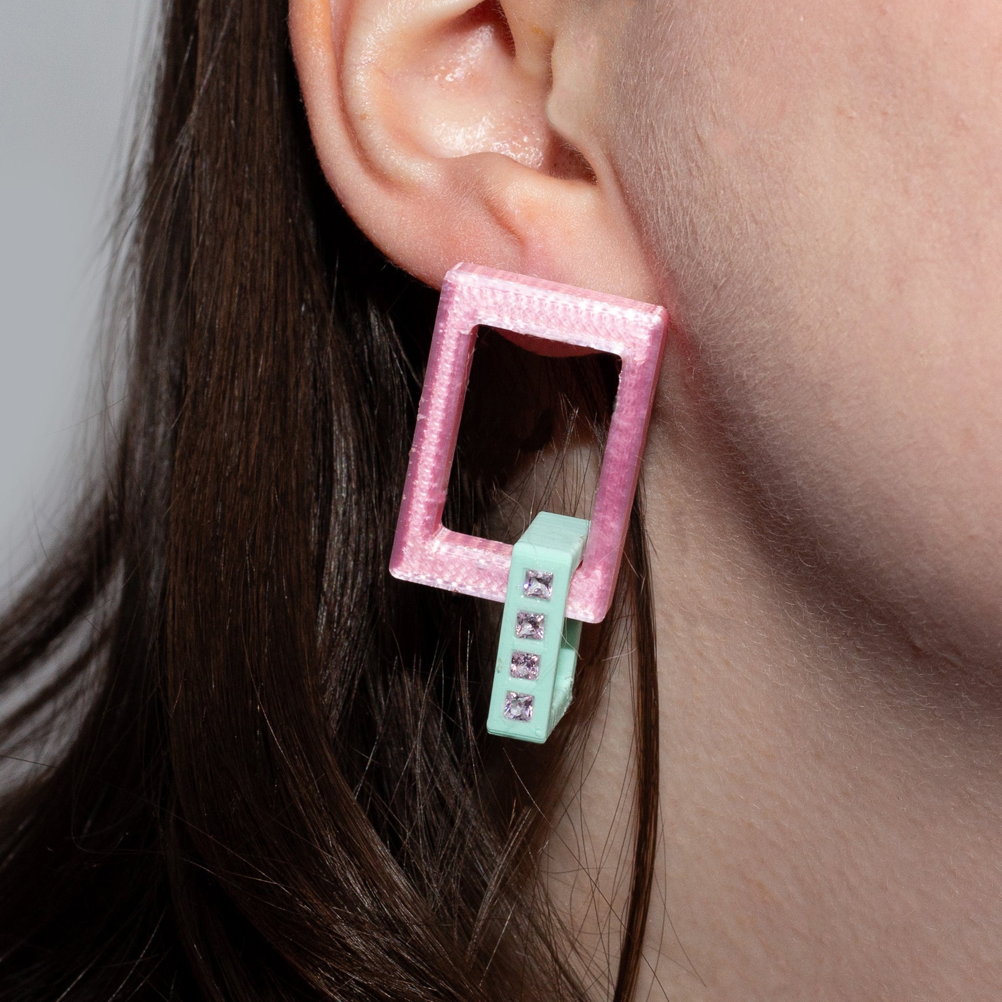 Link/Data Drop Chain Earrings in 3D Printed PLA